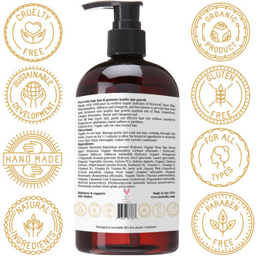 Laritelle Nature’s Love Organic Shampoo – 17.5 oz – Anti-Thinning Hair Growth, Rich Botanical Hydrosols & Keratin • Color Safe • Made in California