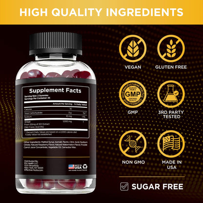 EFFECTIVE NUTRA Shilajit Gummies 1000mg | Pure Shilajit Resin for Energy, Brain & Immunity | Supplement for Men & Women | Sugar-Free, Vegan, Gluten-Free | Natural Berry Flavor, Made in USA (90ct)