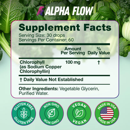 Chlorophyll Liquid Drops 6000 mg - Premium Liquid Chlorophyll Supplement - All-in-One Antioxidant for Immune Boost, Energy Increase, Digestion Support & Fast Detox - Non-GMO, Vegan