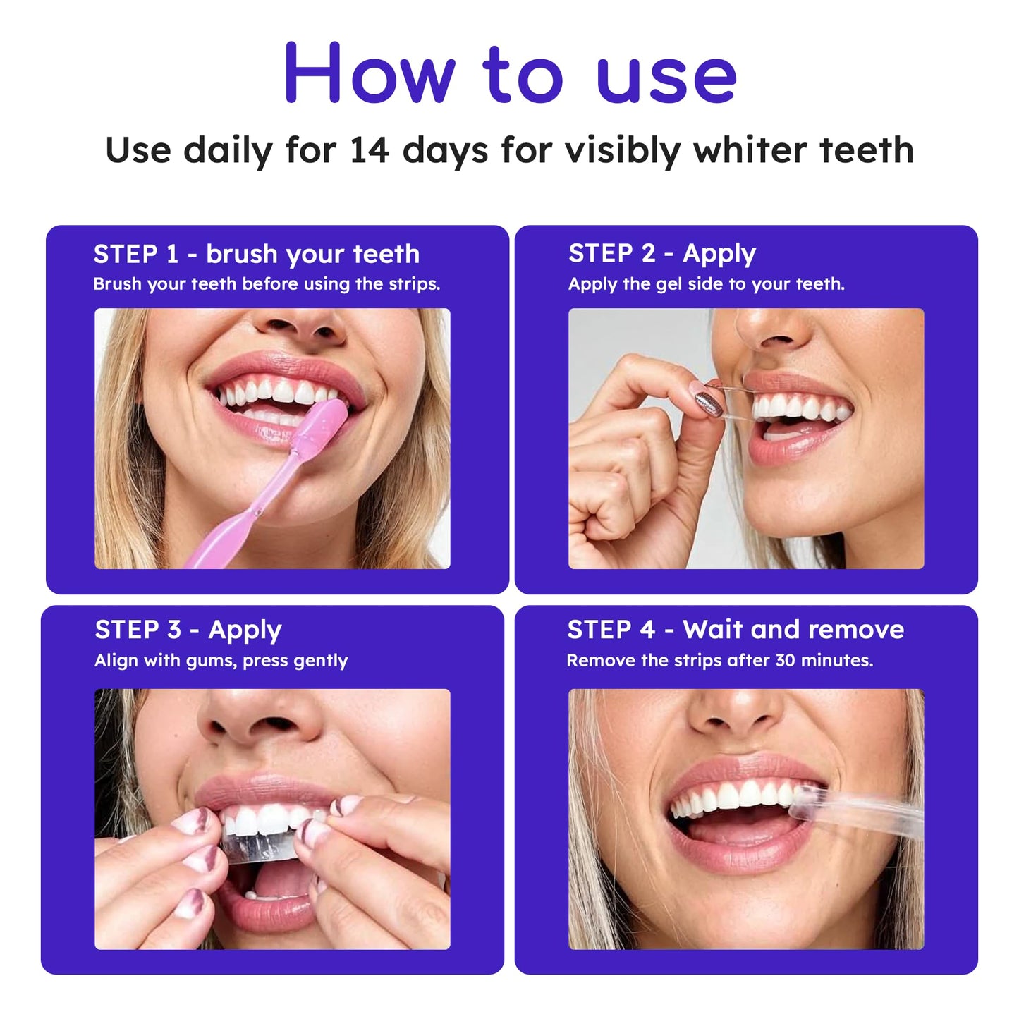 Teeth Whitening Strips for Sensitive Teeth | 14-Day Full Treatment Whitening Kit | Fast-Acting Whitening | Removes Tough Stains | Easy to Use, Comfortable Fit | Self Care & Personal Care Products