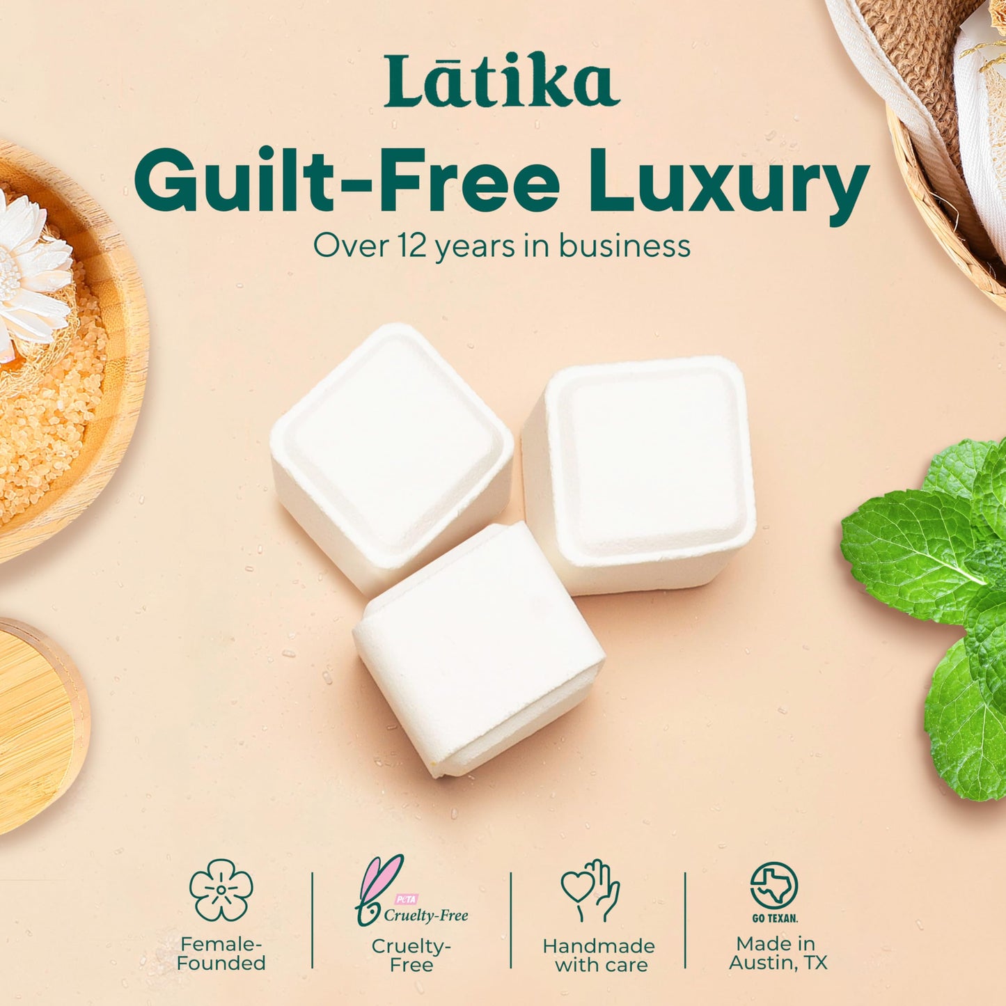 Latika Energy Boost Shower Steamer - Aromatherapy Tablets with Lemongrass & Spearmint Essential Oils for Stress & Anxiety Relief, Uplifting Energy - Long-Lasting Scent Steamers for Women and Men