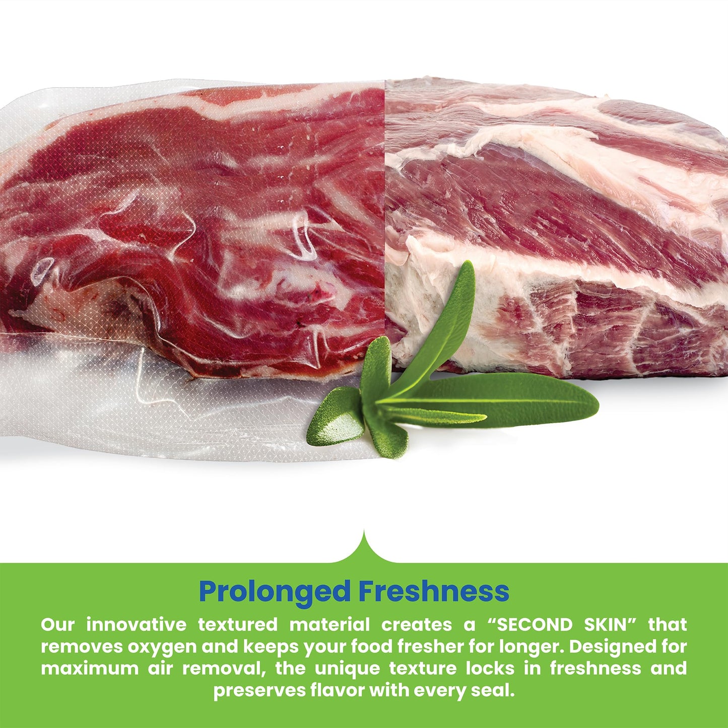 Lock In Fresh Vacuum Sealer Bags for Food Combo Pack, 2 Rolls 11" x 16' + 2 Rolls 8" x 20' - Heavy Duty Food Saver Vacuum Sealer Bag Rolls - Sous Vide, Seal a Meal Bags - Made in the US