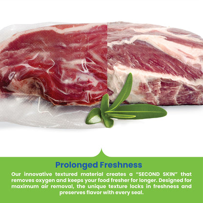 Lock In Fresh Vacuum Sealer Bags for Food Combo Pack, 2 Rolls 11" x 16' + 2 Rolls 8" x 20' - Heavy Duty Food Saver Vacuum Sealer Bag Rolls - Sous Vide, Seal a Meal Bags - Made in the US