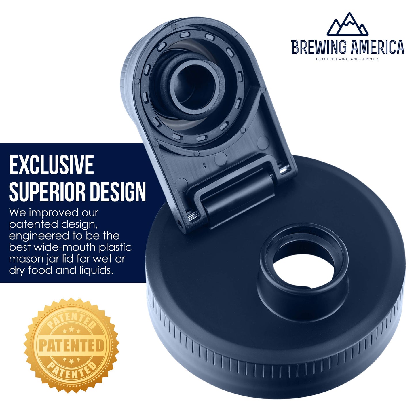 Brewing America Nesting Jar with Drinking Lid as Travel Cup, 1 Pint (16 oz) with Blue Pouring Lid on Wide Mouth Ball Nesting Mason Jar, USA-Made To Go Drink Cup, 1-Pack