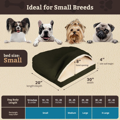 Snoozer Pet Products Rectangle Cozy Cave Dog Bed, Small, Olive