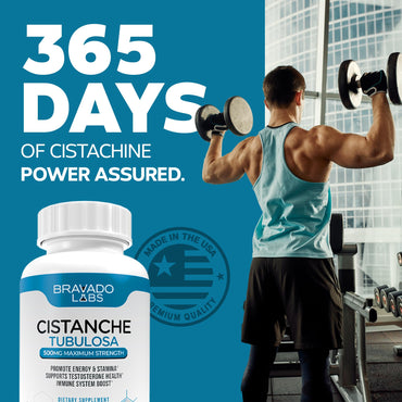 Bravado Labs Cistanche Tubulosa Supplement Men 500 mg - Testosterone Booster for Men - Promotes Strength, Mood, Energy, Focus, Hormone Support - Cistanche Tubulosa Extract Powder - 60 ct