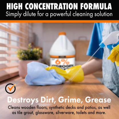 Chromex 6 Percent Hydrogen Peroxide, Food Grade, Home, Kitchen, Bath Cleaner, Laundry, Whitening (128 fl oz (Pack of 1))