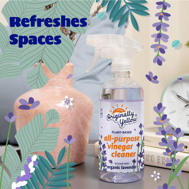 Originally Yellow Lavender Vinegar All Purpose Cleaning Spray | Distilled Cleaning Vinegar For Every Room In the House | Plant-Derived All Purpose Cleaner | Living Room, Bathroom, & Kitchen | 3 Pack