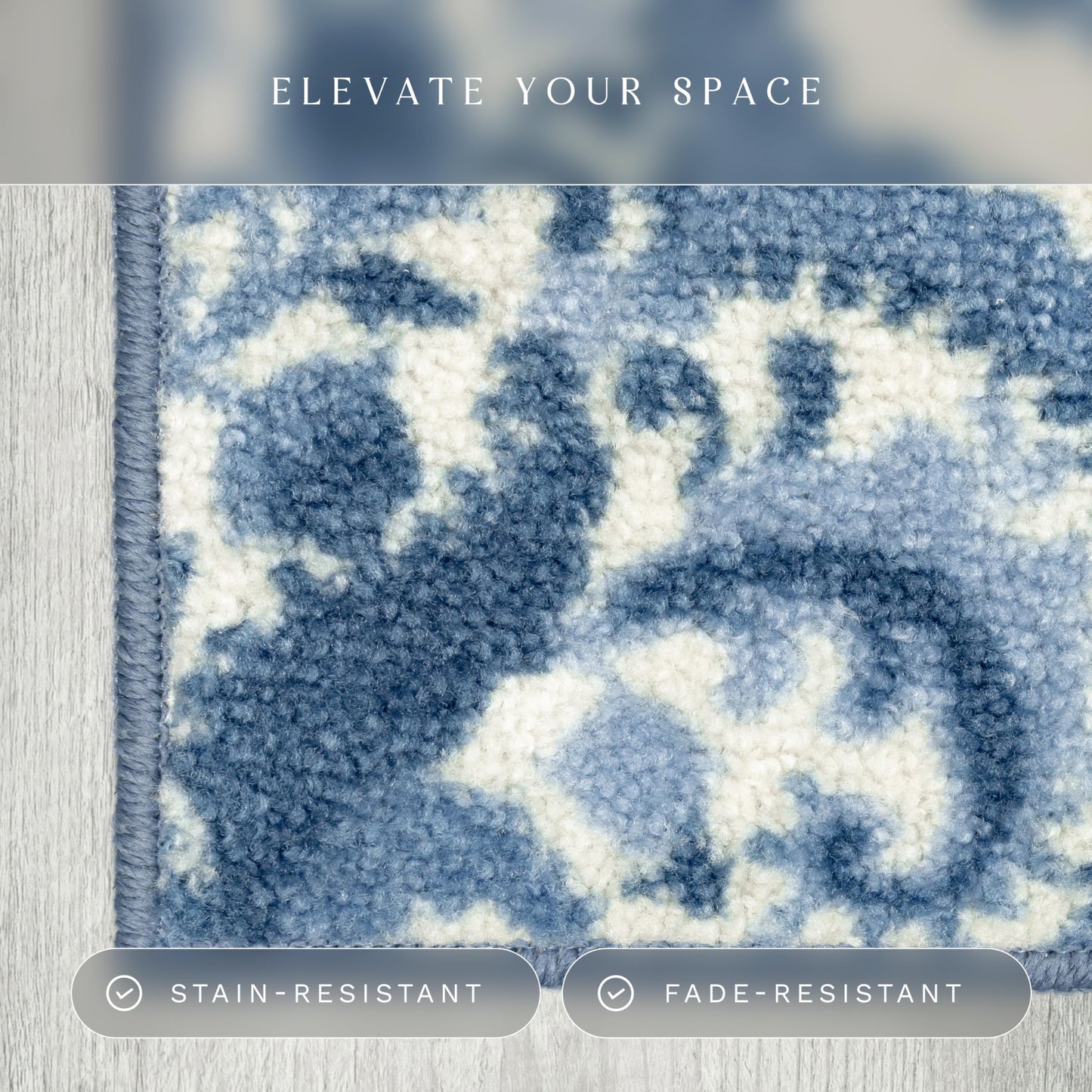 Maples Rugs Vivian Medallion Area Rugs - Made in USA - Washable, Non Slip, Pet-Friendly Mat for Bedroom, Office, and Entryway, 3'4 x 6', Blue/White