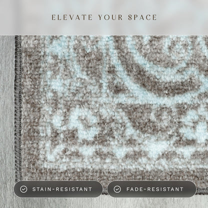 Maples Rugs Pelham Transitional Area Rugs - Made in USA - Washable, Non Slip, Indoor Carpet for Entryway, Foyer, Kitchen, and Bathroom, 1'8 x 2'10, Blue/Grey