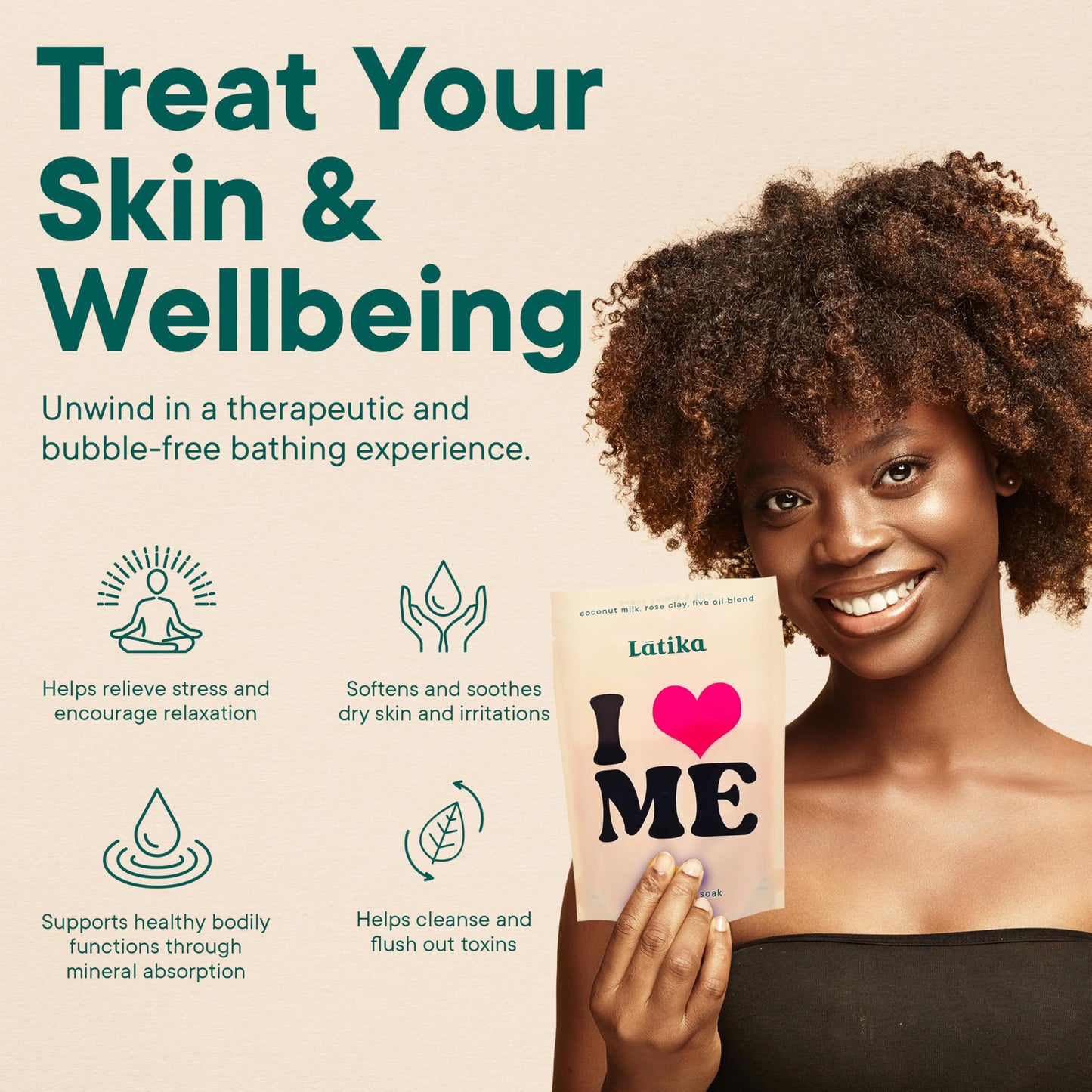 Latika Soak Set of 3 - I Heart Me Bath Soaks with Oats, Milk & Honey for Self-Love & Self-Care – for Relaxation, Muscle Recovery & Skin Nourishment – Stress Relief Soaking Salts