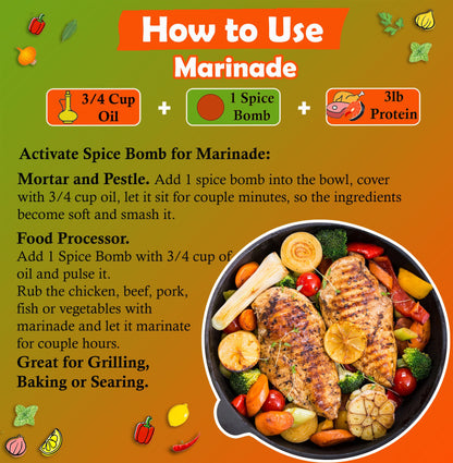 Universal Spice Bombs Seasoning Pack of 4 - Spice Mix for Soup, Stew, Marinade