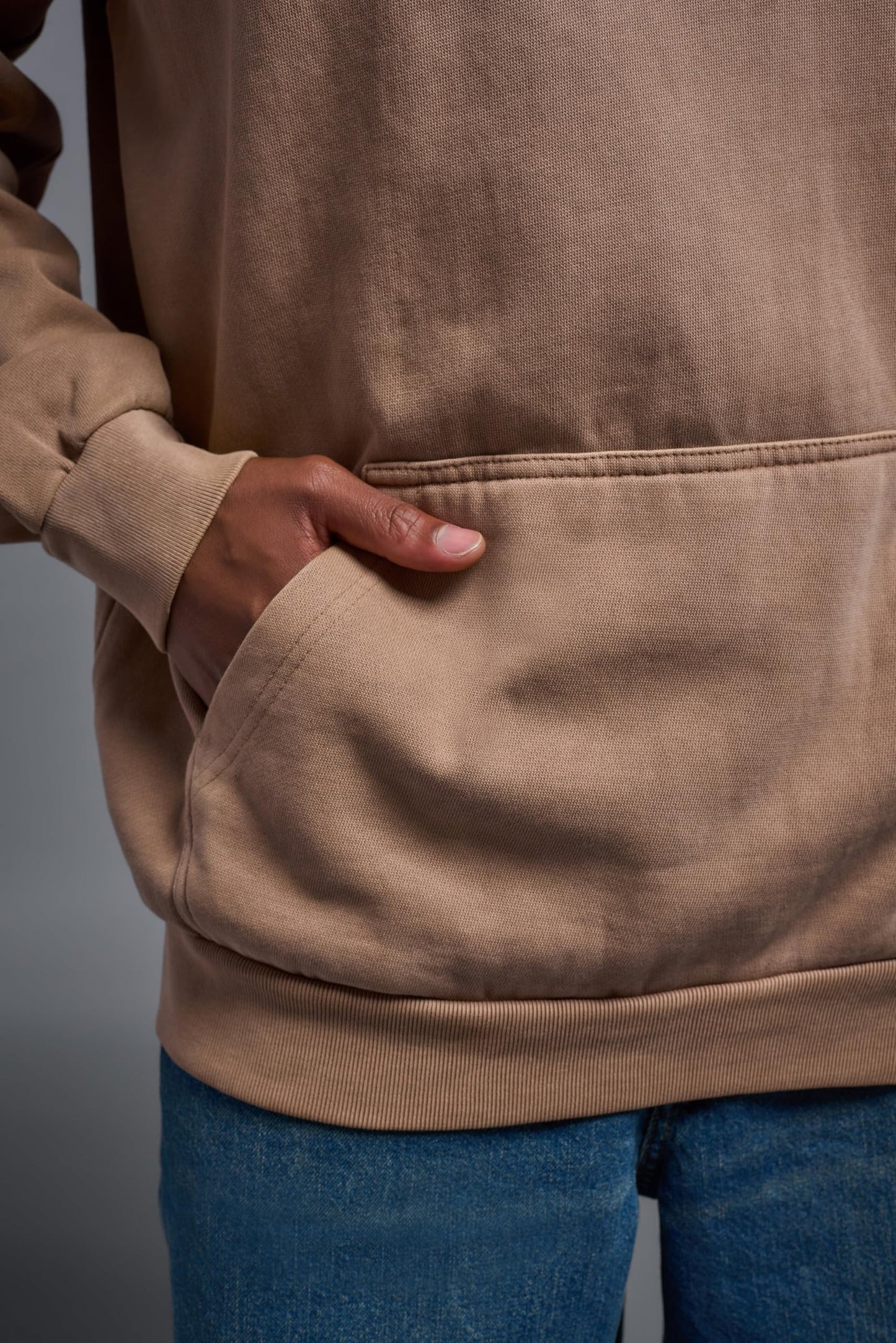 Expert Brand USA-Made Men's Oversized Heavyweight Cotton Pullover Hoodie, Desert, Large