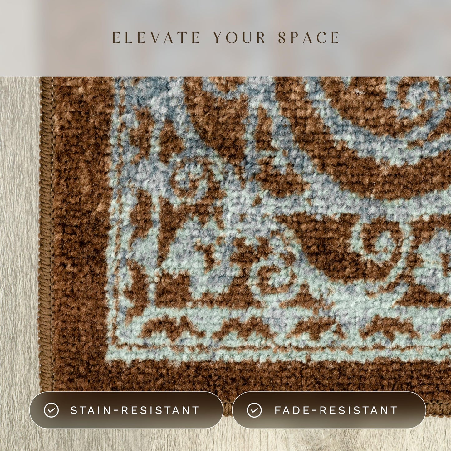 Maples Rugs Pelham Transitional Area Rugs - Made in USA - Washable, Non Slip, Indoor Carpet for Entryway, Foyer, Kitchen, and Bathroom, 1'8 x 2'10, Blue/Walnut