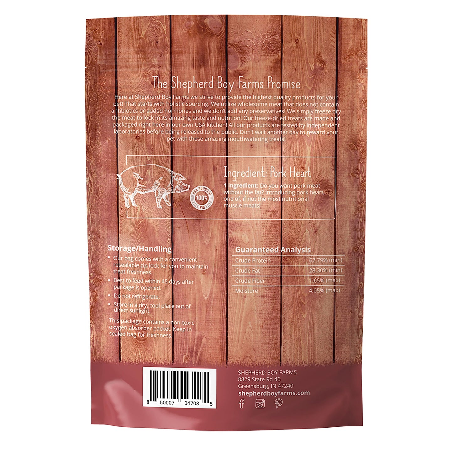 Shepherd Boy Farms Freeze Dried Dog and Cat Treats, Pork Heart, All Natural Single Ingredient Freeze-Dried Treat & Snacks, Made in USA, High Protein, Essential Nutrition of Raw Dog Food, 8oz