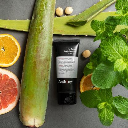 Anthony No Sweat Body Defense Deodorant for Men, Anti-Chafing & Anti-Itch Cream-to-Powder Lotion for Groin, Thighs & Underarms, Talc-Free, Absorbs Moisture, Sweat & Odor Control, 3 fl oz