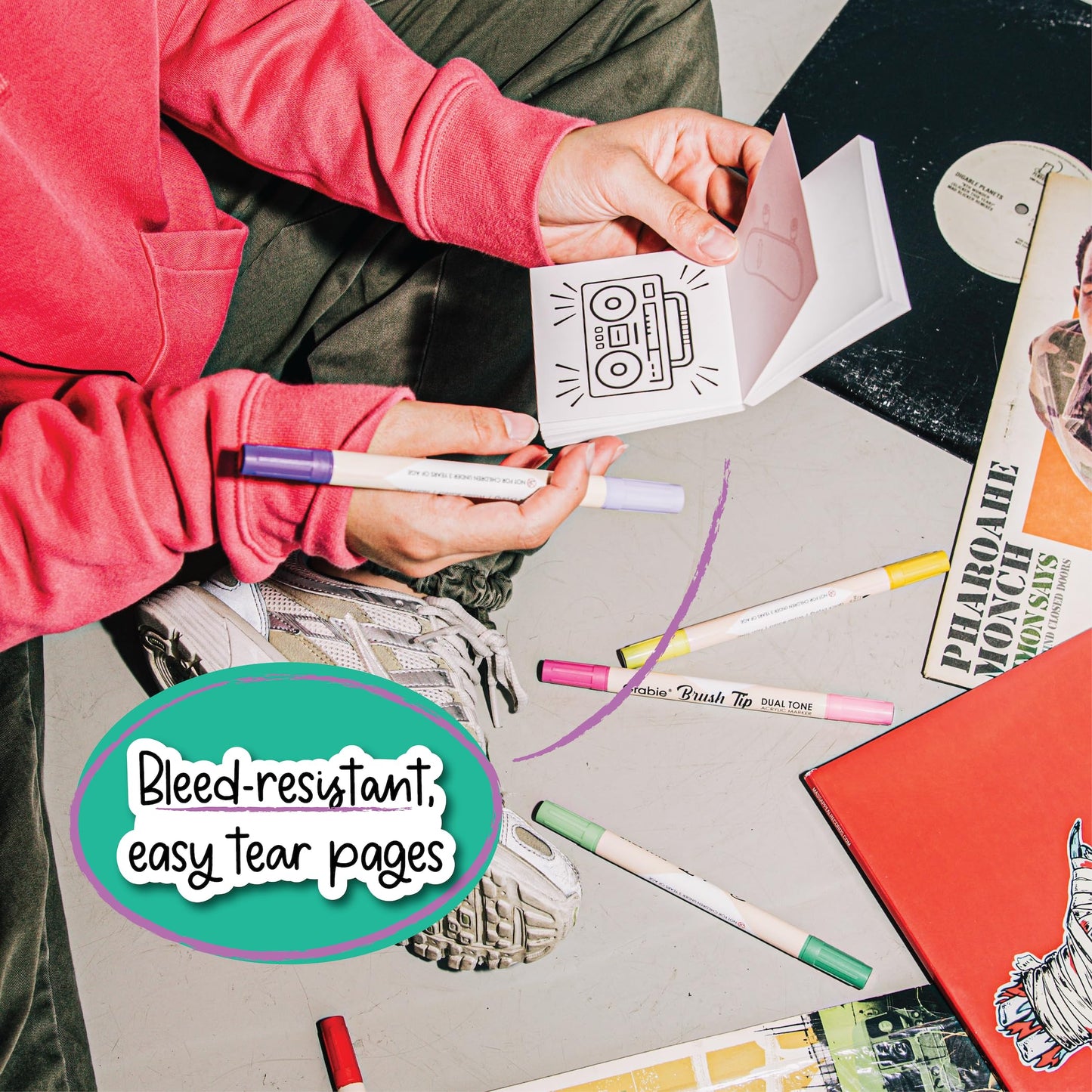 A Brighter Year The Original Adult Mini Coloring Book - Hip Hop Edition - 3” x 3” Pocket Size, 50 Pages, Lay Flat Binding, Thick Paper, No Bleeding - Stress & Anxiety Relief - Gift