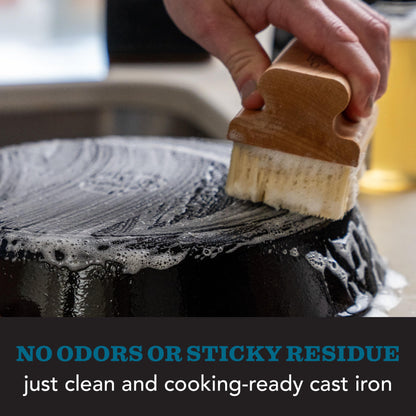 CLARK'S Cast Iron Cleaner 12 oz, Made in USA, Plant Based Coconut Cast Iron Soap for Skillets, Griddles Etc. - Protects, and Restores Cookware