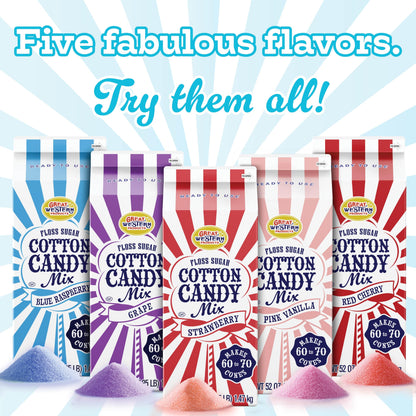 Premium America Blue Raspberry Cotton Candy Floss Sugar Carnival-Style Fluffy Fun, Pre-Mixed & Ready to Use for Parties, Events & Festivals 3.25 lb Cartons Case of 3