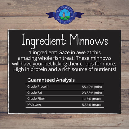 Shepherd Boy Farms Freeze Dried Dog and Cat Treats, Minnows, All Natural Single Ingredient Freeze-Dried Dog Treat & Snacks, Made in USA, High in Protein, Essential Nutrition of Raw Food, 5oz
