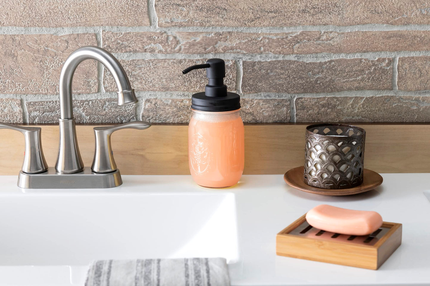 Jarmazing Products Mason Jar Soap Dispenser - Black - with 16 Ounce Ball Mason Jar - Made from Rust Proof Stainless Steel - Two Pack