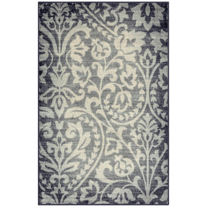 Maples Rugs Exeter Floral Area Rugs – Made in USA – Washable, Non Slip Indoor Carpet for Entryway, Foyer, Kitchen, and Bathroom, 30" x 46", Grey