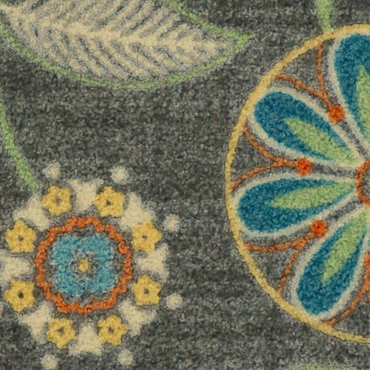 Maples Rugs Reggie Floral Runner Rug - Made in USA - Washable, Non Slip Indoor Carpet for Kitchen, Hallway, and Laundry Room, 1'8 x 5, Dark Grey