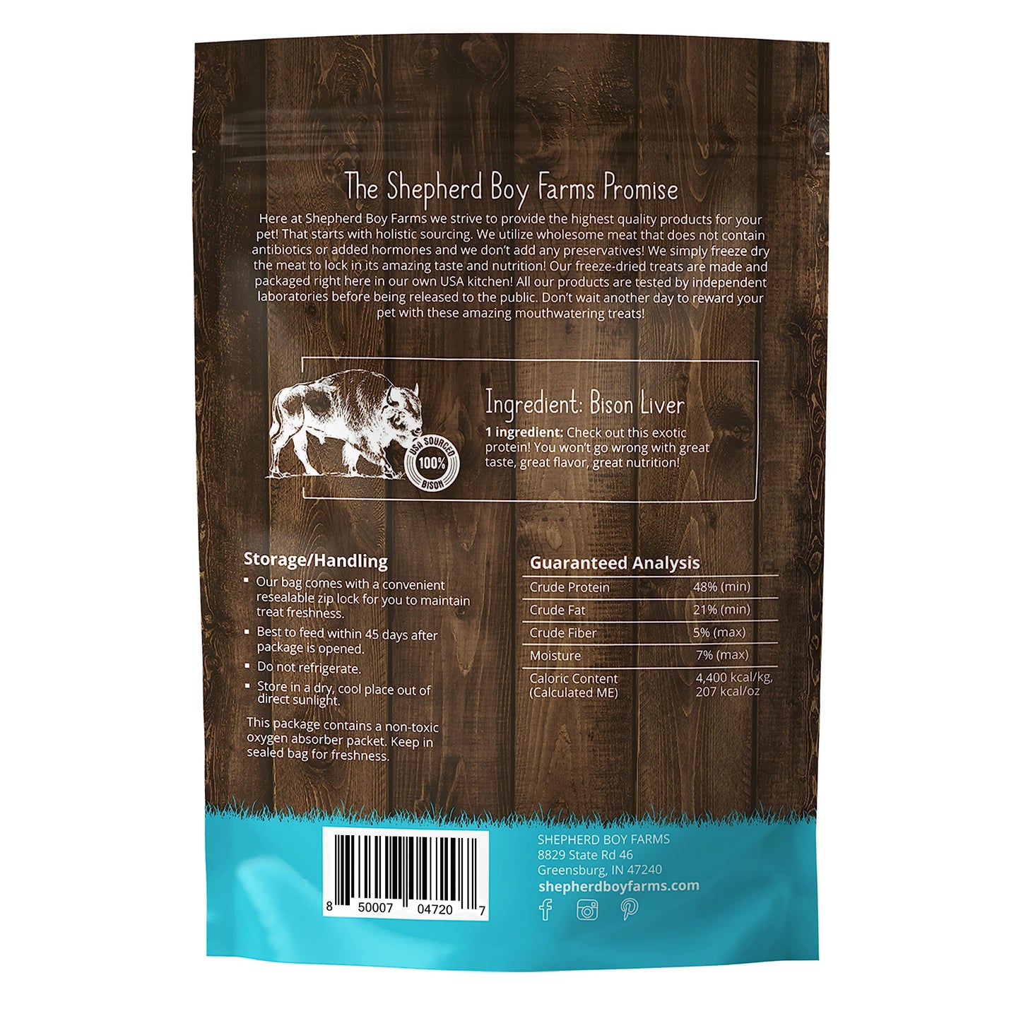 Shepherd Boy Farms Freeze Dried Dog and Cat Treats, Bison Liver, All Natural Freeze-Dried Dog Treat & Snacks, Made in USA, High in Protein, Essential Nutrition of Raw Food, 8oz