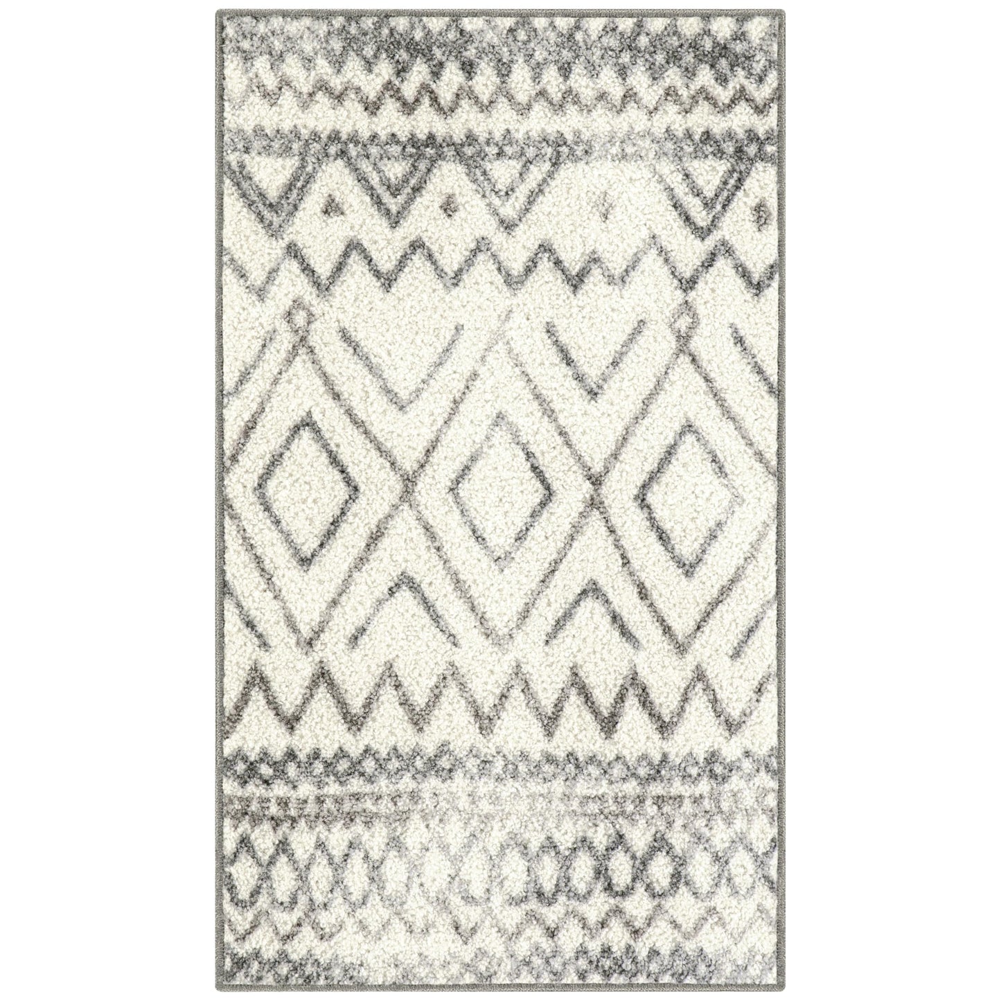 Maples Rugs Abstract Diamond Modern Distressed Kitchen Rugs Non Skid Accent Area Floor Mat [Made in USA], 1'8 x 2'10, Neutral