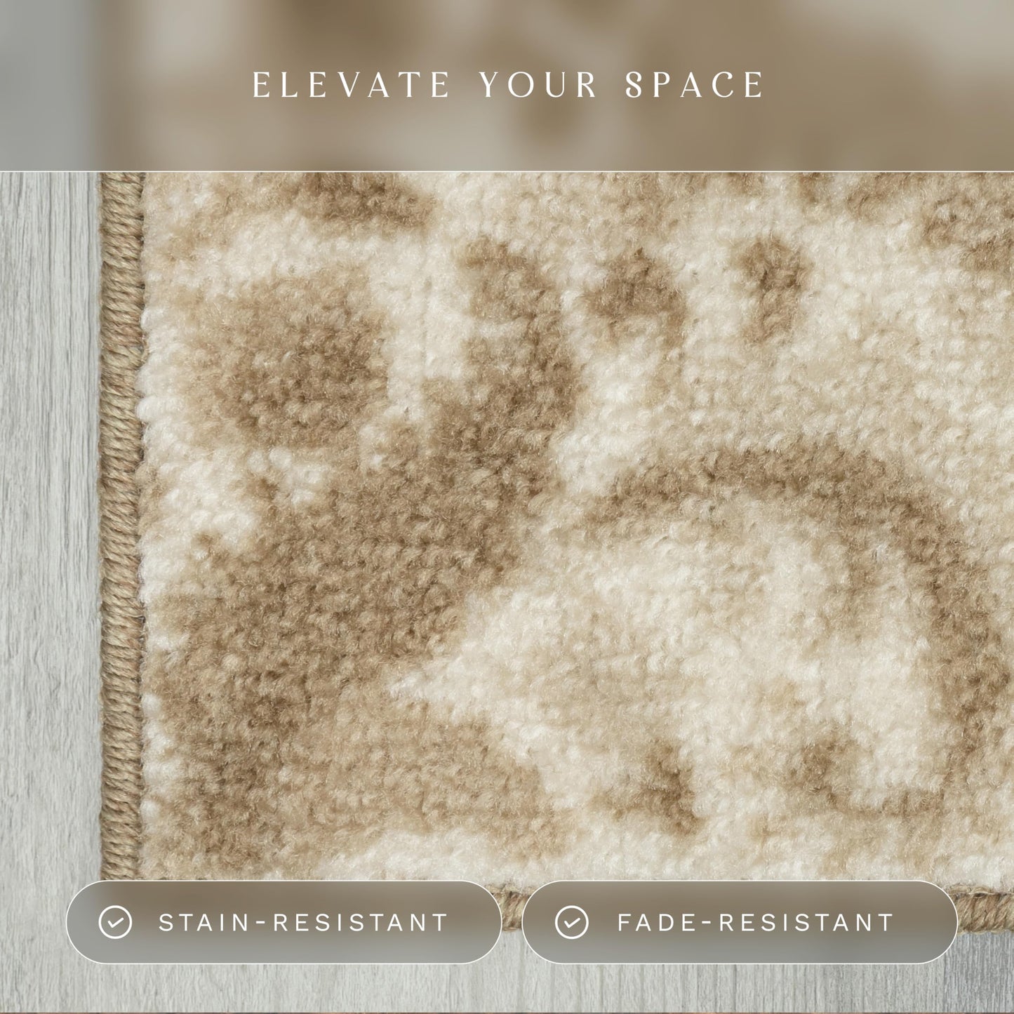 Maples Rugs Vivian Medallion Runner Rug - Made in USA - Washable, Non Slip, Indoor Carpet for Hallway, Kitchen, and Laundry Room, 2' x 6', Beige