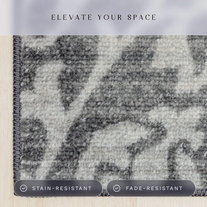 Maples Rugs Exeter Floral Area Rugs – Made in USA – Washable, Non Slip Indoor Carpet for Entryway, Foyer, Kitchen, and Bathroom, 30" x 46", Grey