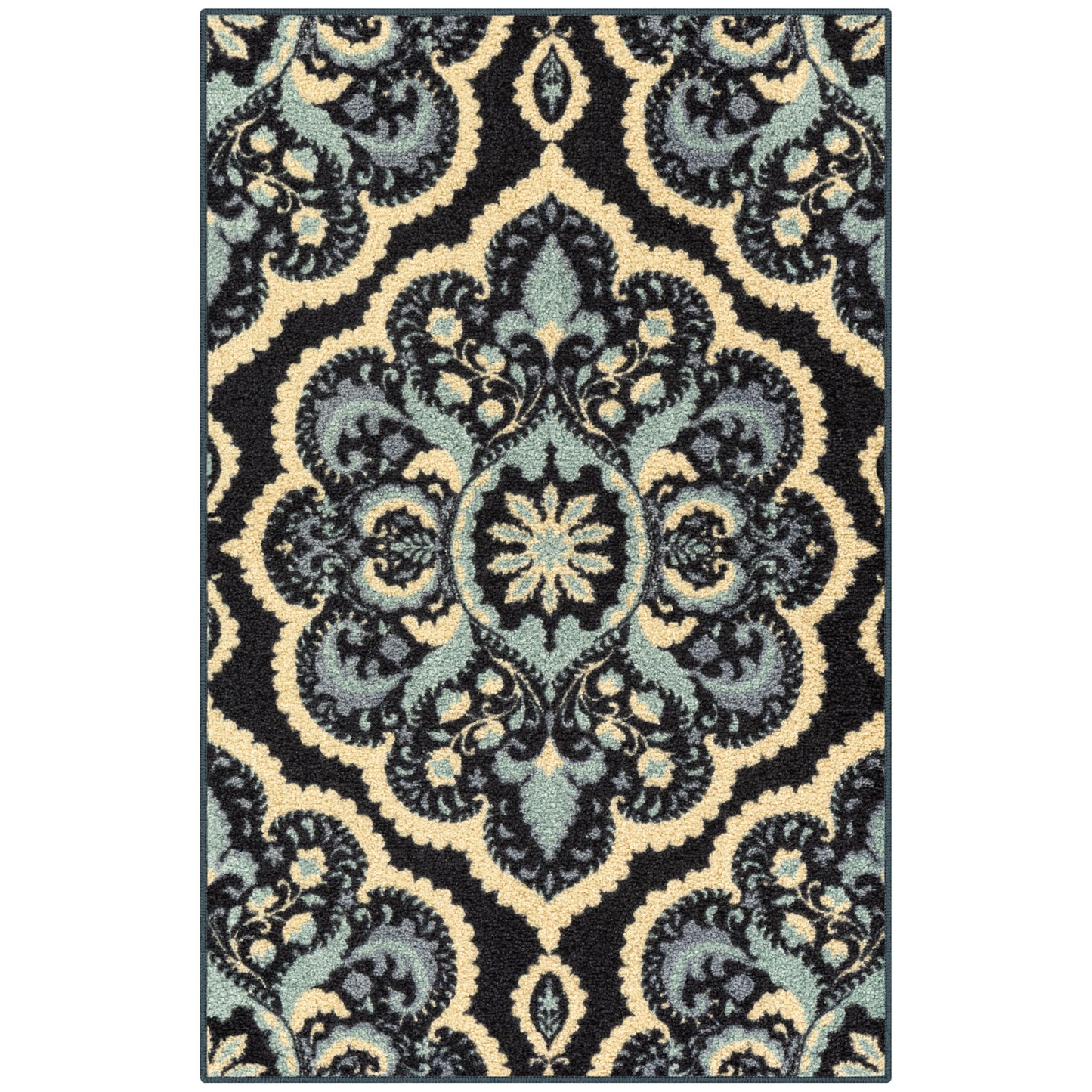 Maples Rugs Vivian Medallion Kitchen Rugs Non Skid Accent Area Carpet [Made in USA], 2'6 x 3'10, Persian Blue