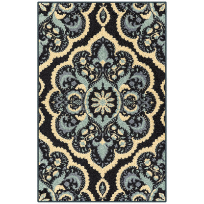 Maples Rugs Vivian Medallion Kitchen Rugs Non Skid Accent Area Carpet [Made in USA], 2'6 x 3'10, Persian Blue