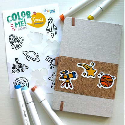 A Brighter Year Color-Your-Own Sticker Bundle, Space & Science Edition -3-Pack of 8.5” x 5.5” Sheets of 10 Stickers Each – Each Sticker is 1.5-2” x 2-3”, Notebooks, Planner, Gift Wrap