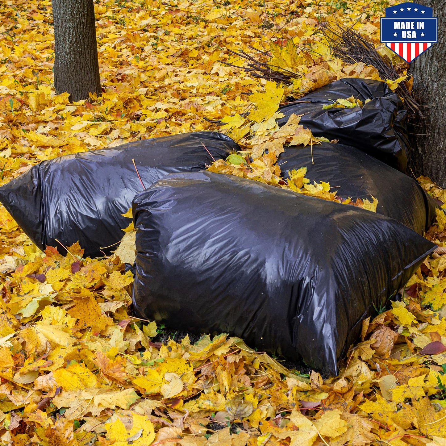 Fuxury 60 Gallon Trash Bags Medium Duty, 100 Count Garbage Bags, 38 x 58" Extra Large Black Trash Bags, 0.9 Mil Plastic Bags for Serious Garbage Cleanup, Made in USA