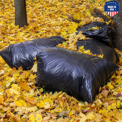 Fuxury 60 Gallon Trash Bags Medium Duty, 100 Count Garbage Bags, 38 x 58" Extra Large Black Trash Bags, 0.9 Mil Plastic Bags for Serious Garbage Cleanup, Made in USA