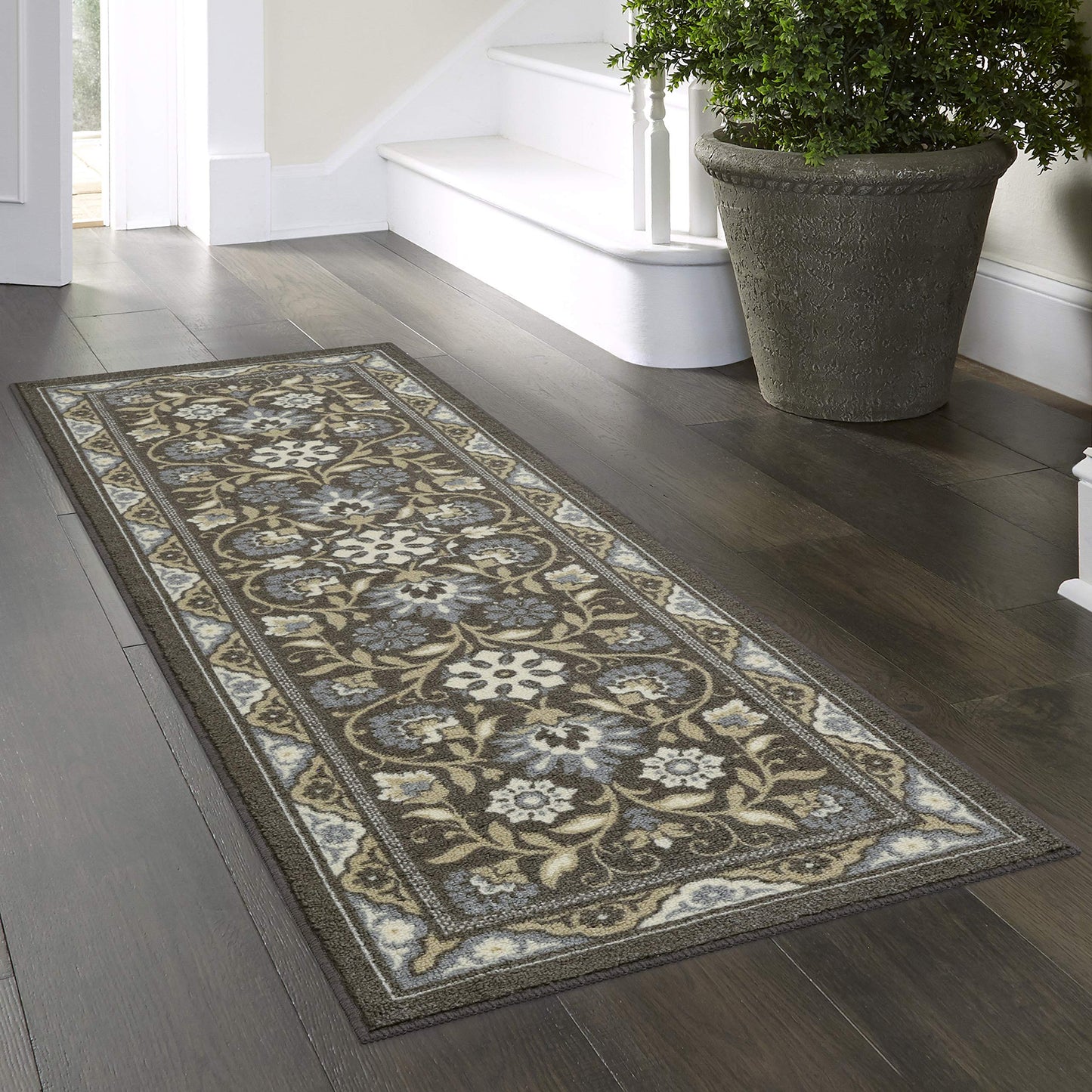 Maples Rugs Florence Runner Rug Non Slip Washable Hallway Entry Carpet [Made in USA]