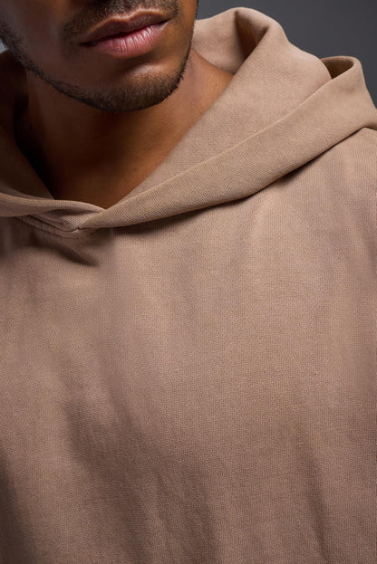 Expert Brand USA-Made Men's Oversized Heavyweight Cotton Pullover Hoodie, Desert, Large