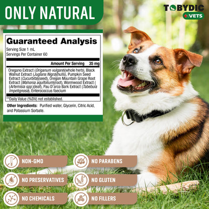 Tobydic Broad Spectrum Herbal Intestinal Defense with Probiotic for Cats & Dogs - Natural Support Helps to Remove Toxins - Supplement Drops - Made in USA