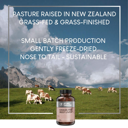 Optimal Carnivore Grass Fed Beef Liver Capsules, Freeze Dried in Convenient Pills, 180 Capsules, Desiccated Supplement