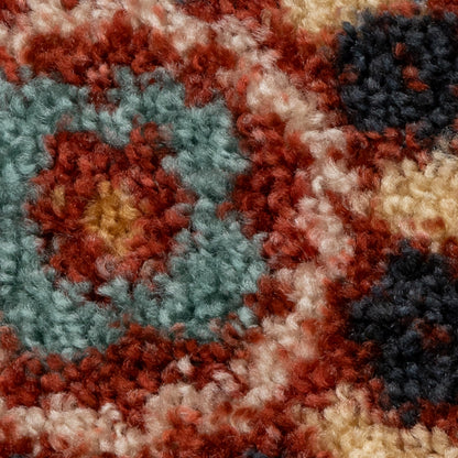 Maples Rugs Reggie Floral Runner Rug - Made in USA - Washable, Non Slip Indoor Carpet for Kitchen, Hallway, and Laundry Room, 1'8 x 5, Merlot