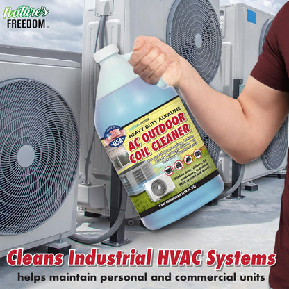 Nature's Freedom HVAC Coil Cleaner – Heavy Duty Alkaline Formula for Outdoor AC Condenser Units – Gallon