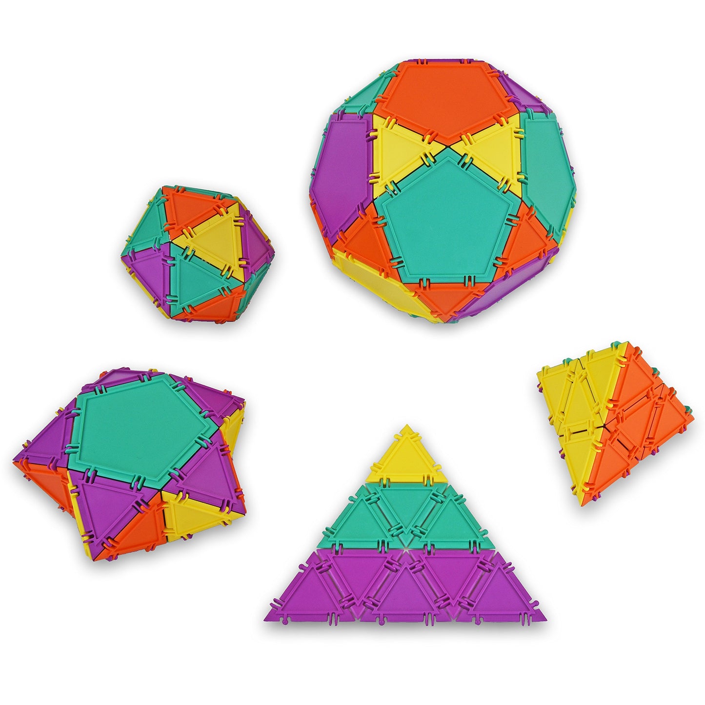 Geometiles 3D Building Set for Learning Math, Includes Many Online Activities, 32-pc, Made in USA (Pentagon/Triangle)