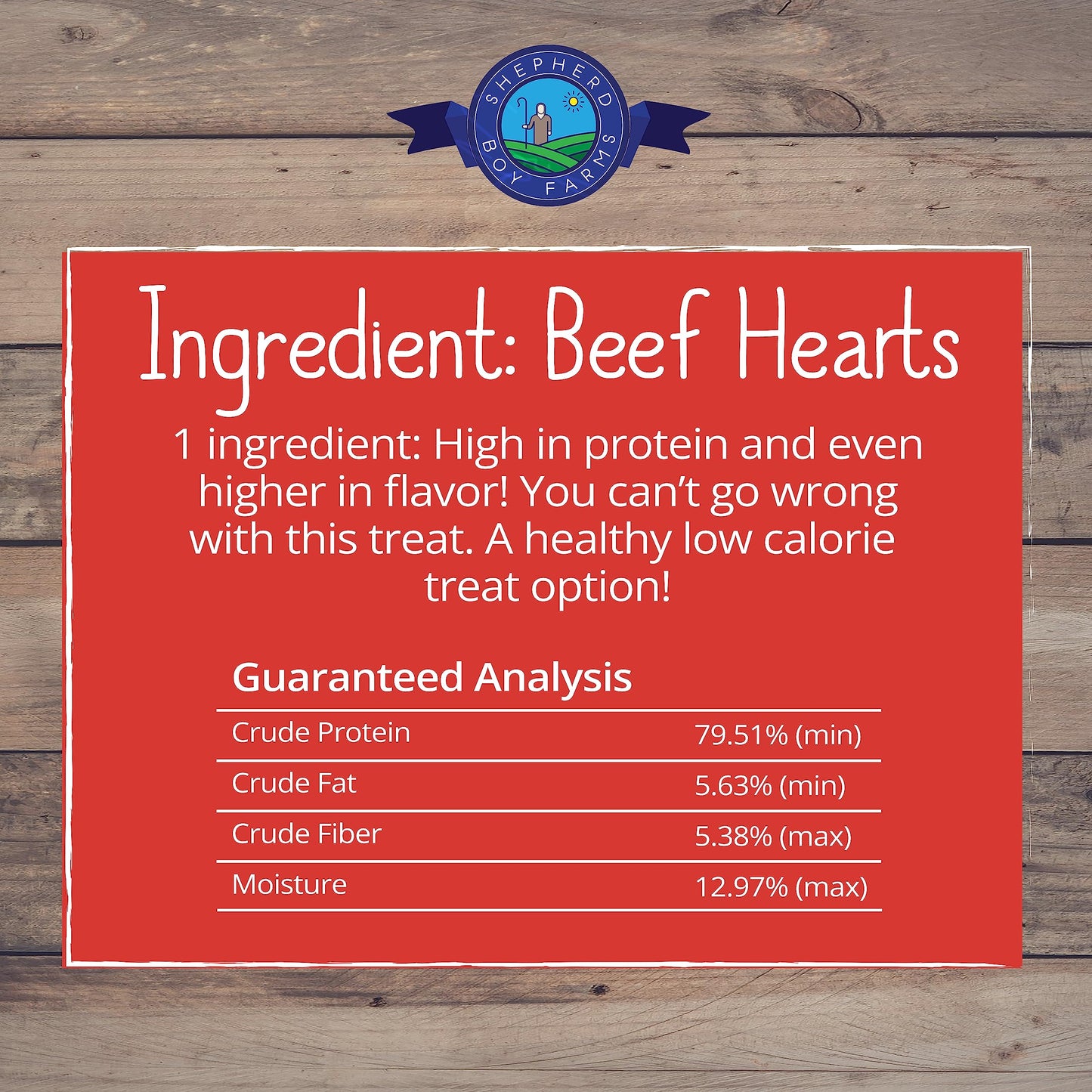Shepherd Boy Farms Freeze Dried Dog and Cat Treats, Beef Heart, All Natural Single Ingredient Freeze-Dried Dog Treat & Snacks, Made in USA, High Protein, Essential Nutrition of Raw Food, 8oz