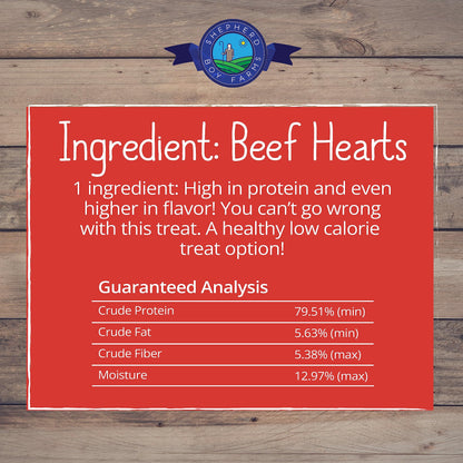 Shepherd Boy Farms Freeze Dried Dog and Cat Treats, Beef Heart, All Natural Single Ingredient Freeze-Dried Dog Treat & Snacks, Made in USA, High Protein, Essential Nutrition of Raw Food, 8oz