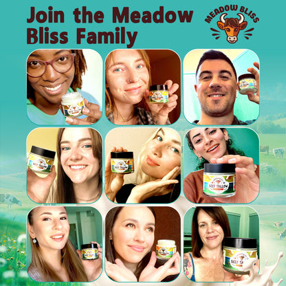 Meadow Bliss Beef Tallow for Skin - Moisturizer Cream - 100% Grass Fed - Whipped Beef Tallow - Organic Jojoba Oil - Organic Shea Butter - Supports Eczema, Rosacea+ - Made in USA - Citrus Breeze - 2 oz