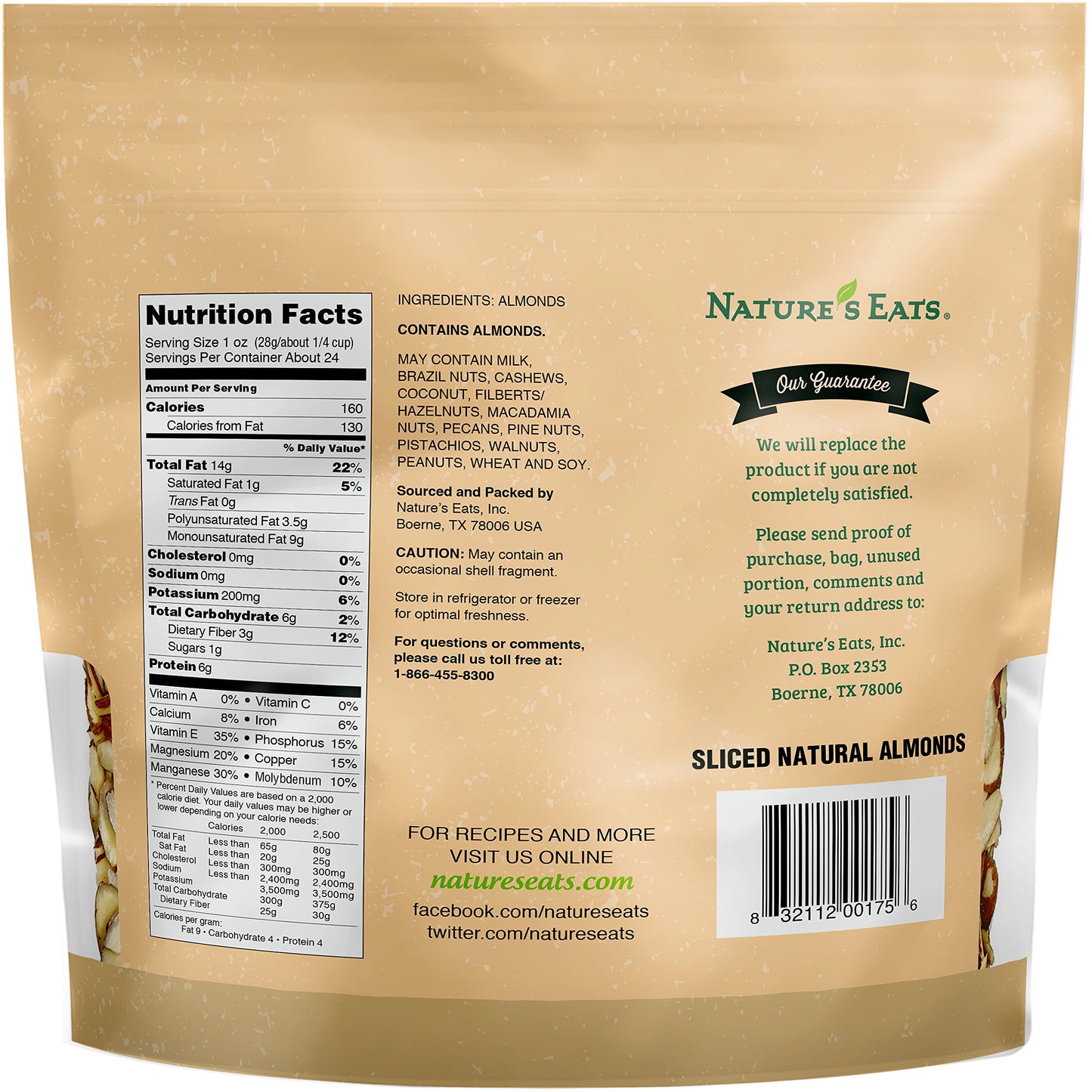 Nature's Eats, Sliced Almonds, 24 Oz (Pack of 2)