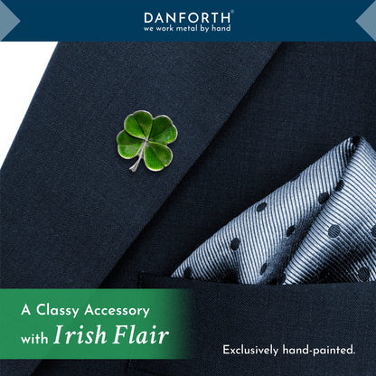 DANFORTH Four Leaf Clover Lapel Pin | Handcast Pewter Shamrock Lapel Pin, 3/4", Made in USA by Vermont Artisans | Lucky Irish Souvenir, St. Patricks Day Accessories
