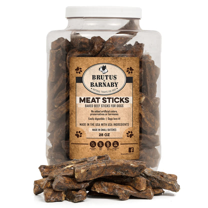 BRUTUS & BARNABY Beef Meat Sticks for Dogs - Thick & Hearty Beef Liver & Lung Dog Treat Made in USA - Protein Packed, Crunchy, Healthy Dog Treats - Grain Free, Rawhide Free, No Additives