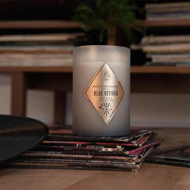 Manly Indulgence Blue Vetiver Scented Jar Candle, Rebel Collection, 2 Wick, Grey, 22 oz - Up to 120 Hours Burn